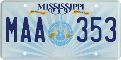 MS license plate MAA353