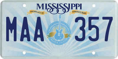 MS license plate MAA357