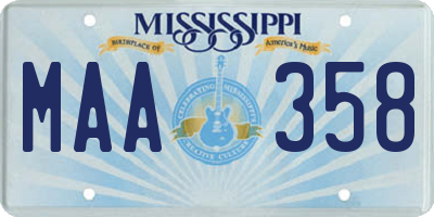 MS license plate MAA358