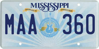 MS license plate MAA360