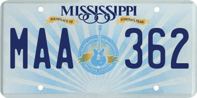 MS license plate MAA362