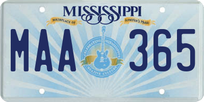MS license plate MAA365