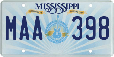 MS license plate MAA398