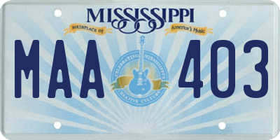 MS license plate MAA403