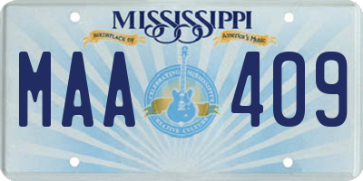 MS license plate MAA409