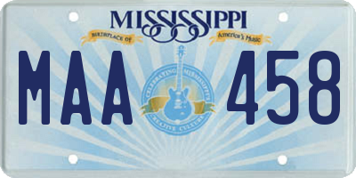MS license plate MAA458