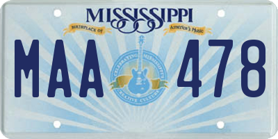 MS license plate MAA478
