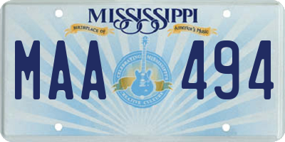 MS license plate MAA494