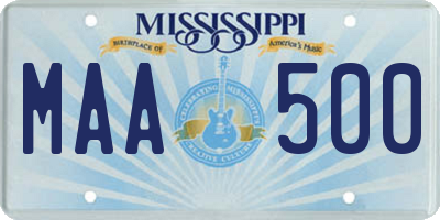 MS license plate MAA500