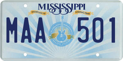 MS license plate MAA501