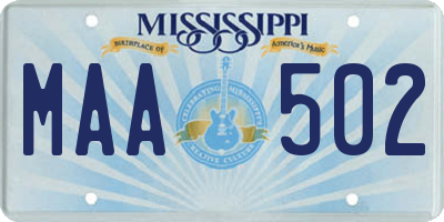 MS license plate MAA502