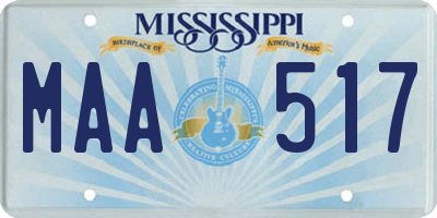 MS license plate MAA517