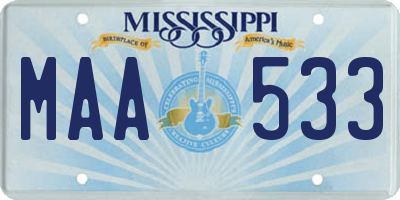 MS license plate MAA533