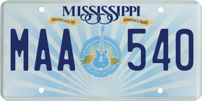 MS license plate MAA540