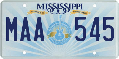 MS license plate MAA545