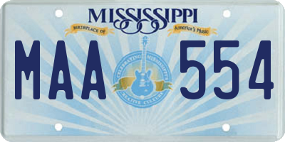 MS license plate MAA554