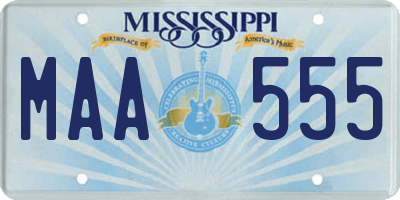MS license plate MAA555