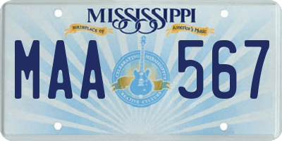 MS license plate MAA567