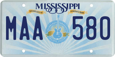 MS license plate MAA580
