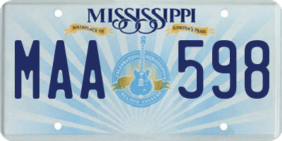 MS license plate MAA598