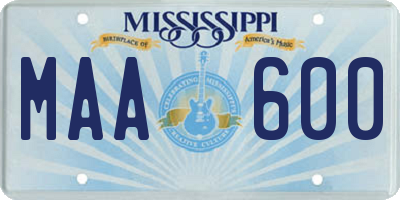 MS license plate MAA600