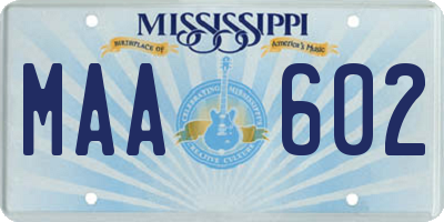 MS license plate MAA602