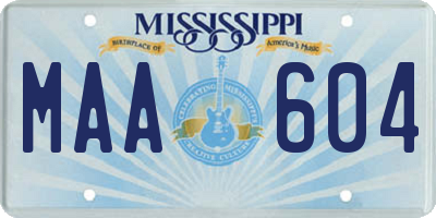 MS license plate MAA604