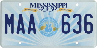 MS license plate MAA636
