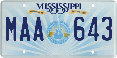 MS license plate MAA643