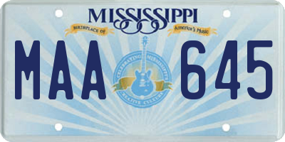 MS license plate MAA645