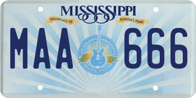 MS license plate MAA666