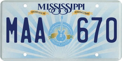MS license plate MAA670