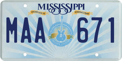 MS license plate MAA671
