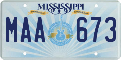 MS license plate MAA673