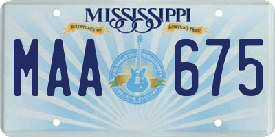 MS license plate MAA675