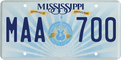 MS license plate MAA700