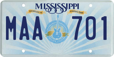 MS license plate MAA701