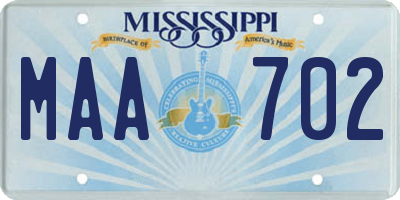MS license plate MAA702