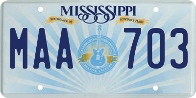 MS license plate MAA703