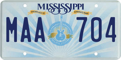 MS license plate MAA704