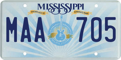 MS license plate MAA705