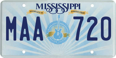 MS license plate MAA720