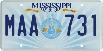 MS license plate MAA731