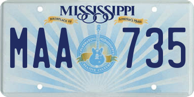 MS license plate MAA735