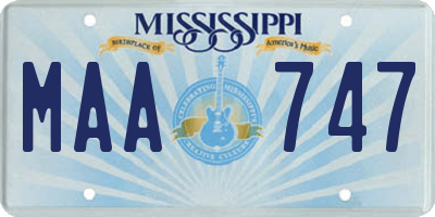 MS license plate MAA747