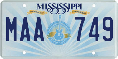 MS license plate MAA749