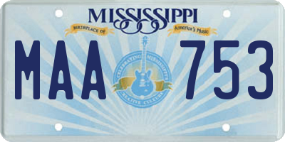 MS license plate MAA753