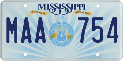 MS license plate MAA754