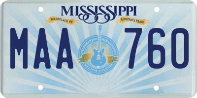 MS license plate MAA760