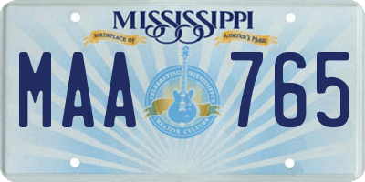 MS license plate MAA765